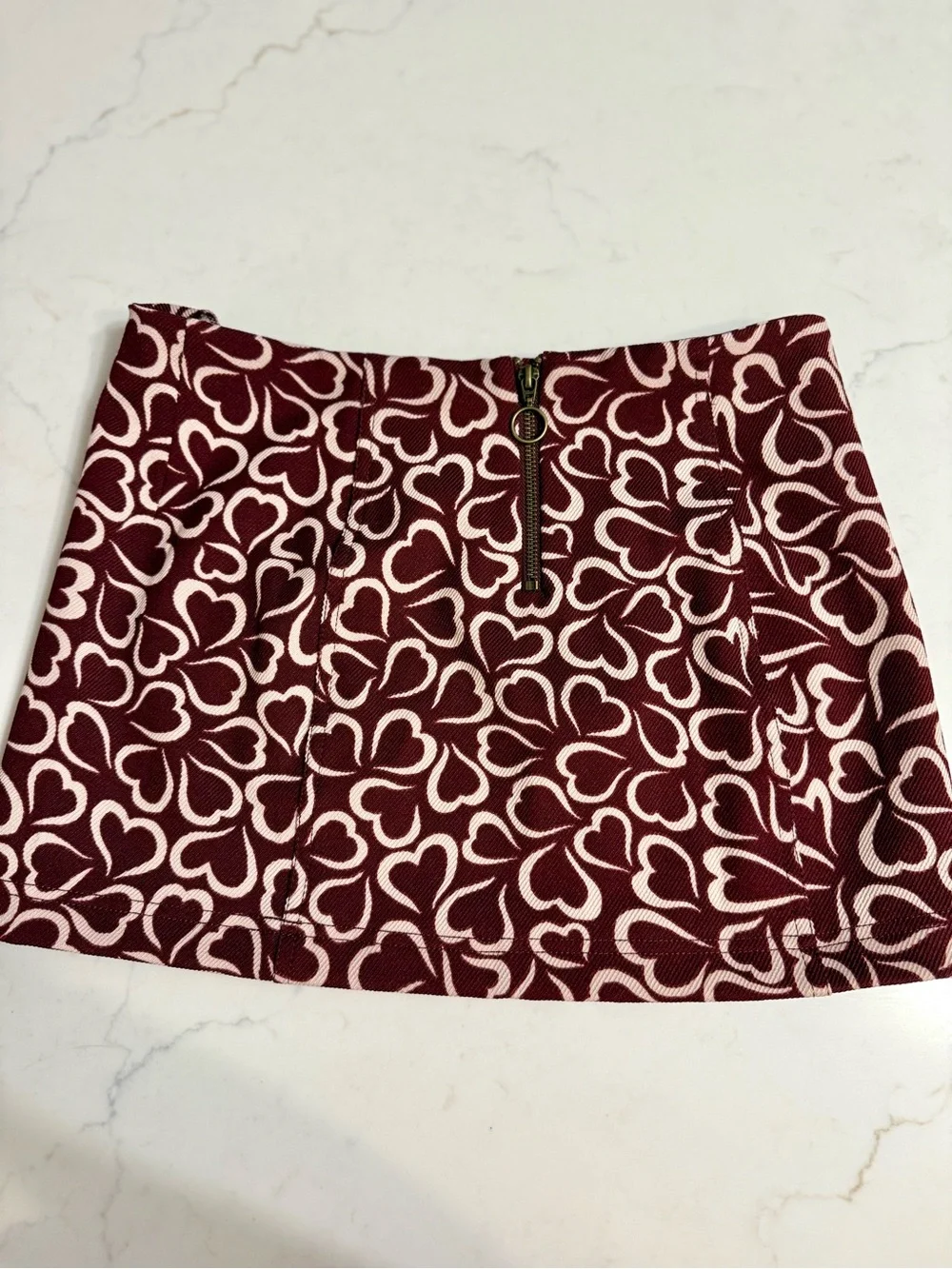 NWT Urban Outfitters Burgundy Heart Print Mini Skirt Medium